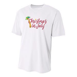 Christmas In July Palm Tree Youth Performance Sprint T-Shirt