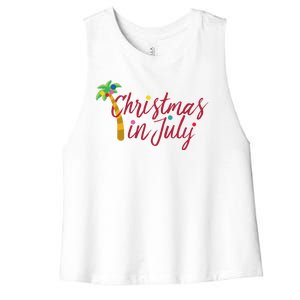 Christmas In July Palm Tree Women's Racerback Cropped Tank