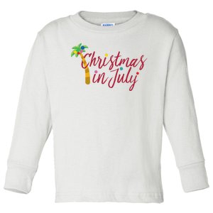 Christmas In July Palm Tree Toddler Long Sleeve Shirt