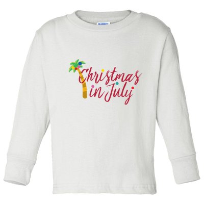 Christmas In July Palm Tree Toddler Long Sleeve Shirt