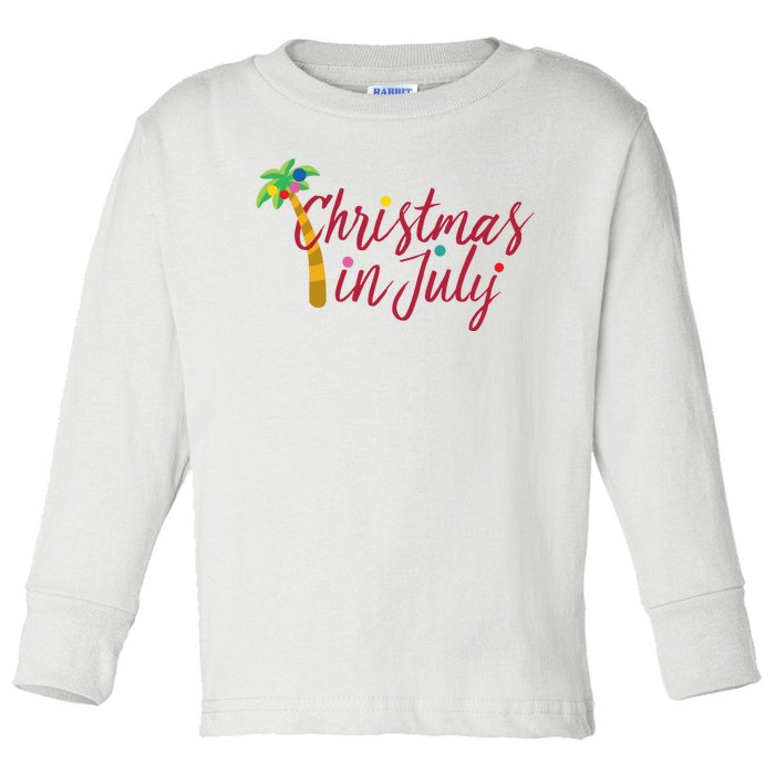 Christmas In July Palm Tree Toddler Long Sleeve Shirt