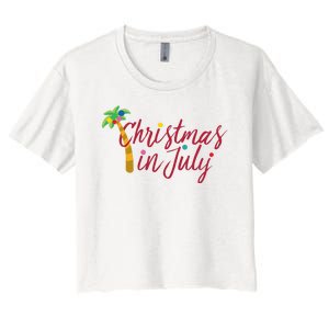 Christmas In July Palm Tree Women's Crop Top Tee