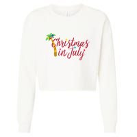 Christmas In July Palm Tree Cropped Pullover Crew