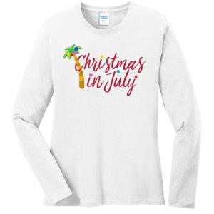 Christmas In July Palm Tree Ladies Long Sleeve Shirt