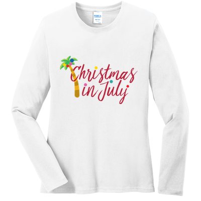 Christmas In July Palm Tree Ladies Long Sleeve Shirt