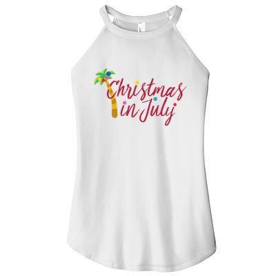 Christmas In July Palm Tree Women's Perfect Tri Rocker Tank