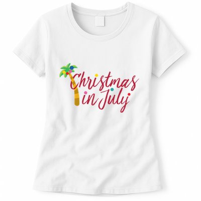 Christmas In July Palm Tree Womens T-Shirt