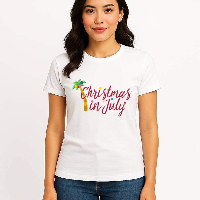 Christmas In July Palm Tree Womens T-Shirt