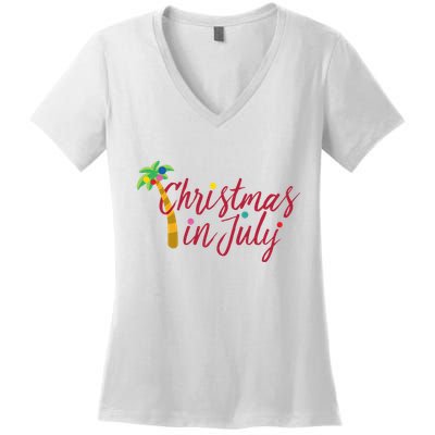 Christmas In July Palm Tree Women's V-Neck T-Shirt