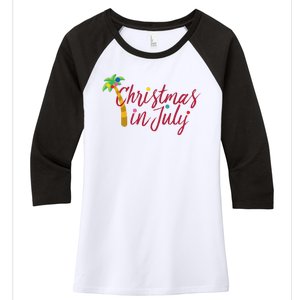 Christmas In July Palm Tree Women's Tri-Blend 3/4-Sleeve Raglan Shirt