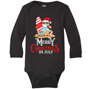 Christmas In July Santa Sunglasses Summer Beach Funny Xmas Baby Long Sleeve Bodysuit