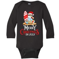 Christmas In July Santa Sunglasses Summer Beach Funny Xmas Baby Long Sleeve Bodysuit