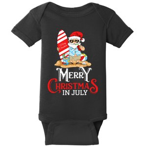 Christmas In July Santa Sunglasses Summer Beach Funny Xmas Baby Bodysuit