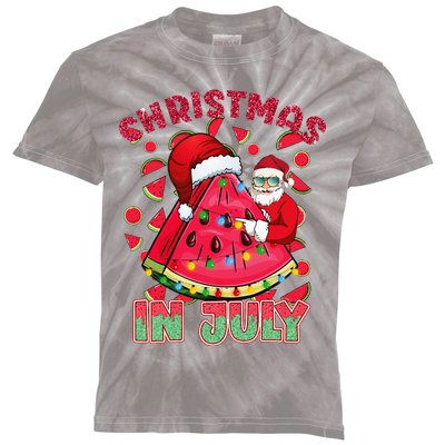 Christmas In July Watermelon Xmas Tree Summer Kids Tie-Dye T-Shirt