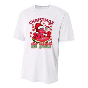 Christmas In July Watermelon Xmas Tree Summer Youth Performance Sprint T-Shirt