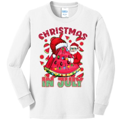 Christmas In July Watermelon Xmas Tree Summer Kids Long Sleeve Shirt