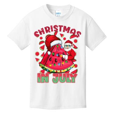 Christmas In July Watermelon Xmas Tree Summer Kids T-Shirt