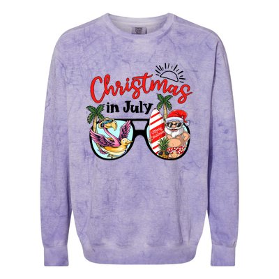 Christmas In July Summer Santa Claus Funny Santa Beach Vacation Colorblast Crewneck Sweatshirt