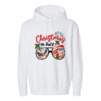 Christmas In July Summer Santa Claus Funny Santa Beach Vacation Garment-Dyed Fleece Hoodie