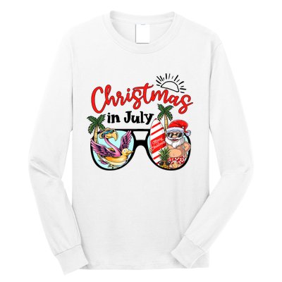 Christmas In July Summer Santa Claus Funny Santa Beach Vacation Long Sleeve Shirt