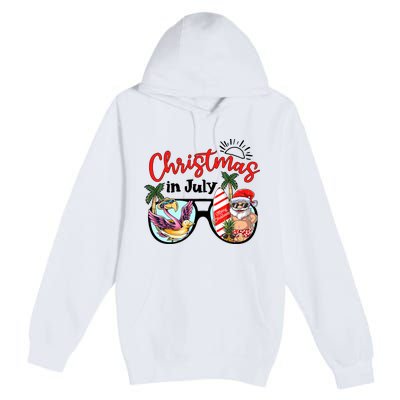 Christmas In July Summer Santa Claus Funny Santa Beach Vacation Premium Pullover Hoodie