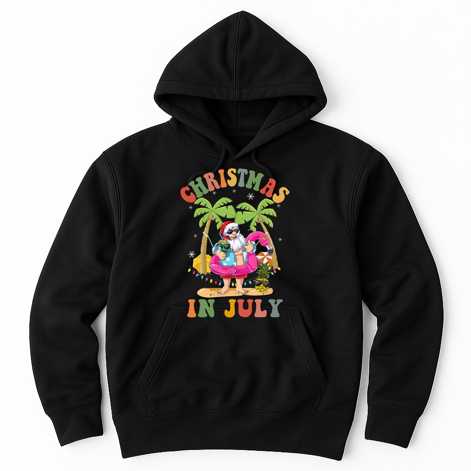 Christmas In July Funny Santa Summer Beach Vacation Hoodie