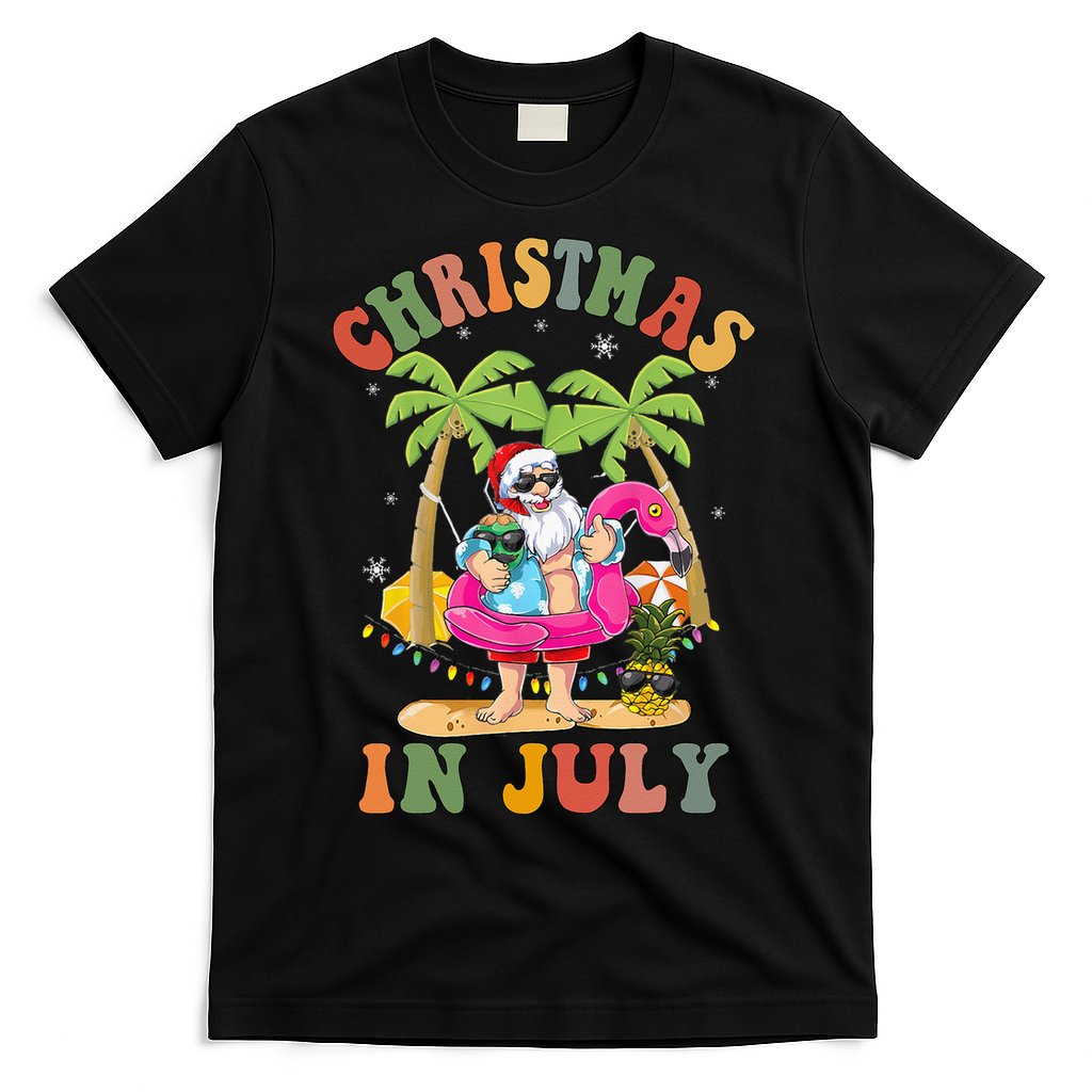 Christmas In July Funny Santa Summer Beach Vacation T-Shirt