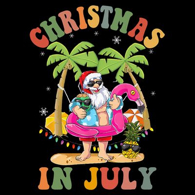 Christmas In July Funny Santa Summer Beach Vacation T-Shirt