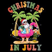 Christmas In July Funny Santa Summer Beach Vacation T-Shirt