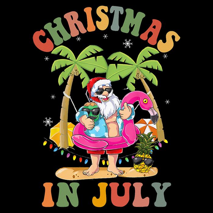 Christmas In July Funny Santa Summer Beach Vacation Tall T-Shirt