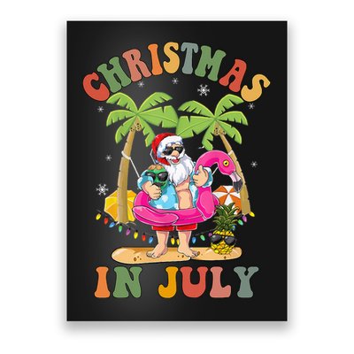 Christmas In July Funny Santa Summer Beach Vacation Poster