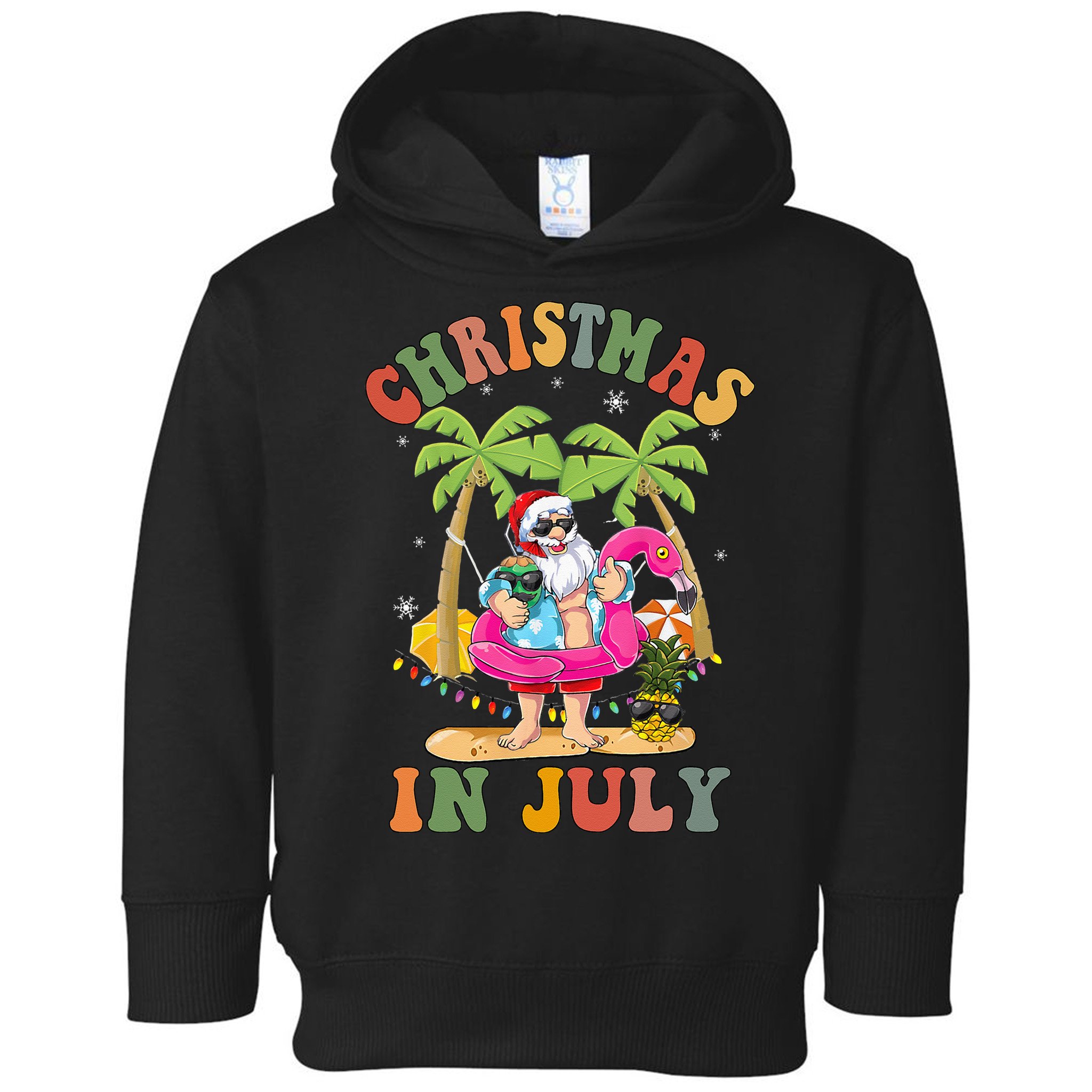 Christmas In July Funny Santa Summer Beach Vacation Toddler Hoodie