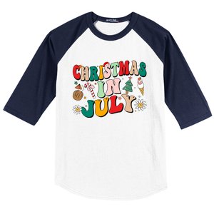 Christmas In July Shirts Groovy Xmas Summer Men Women Kids Baseball Sleeve Shirt