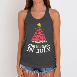 Christmas In July Watermelon Xmas Tree Summer Men Women Kids Women's Knotted Racerback Tank