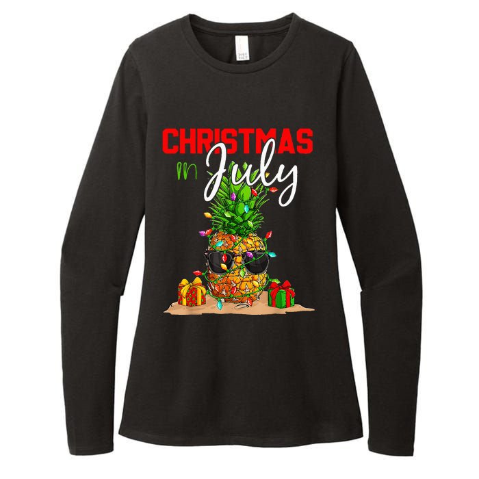 Christmas in July Santa Hat Summer Beach Vacation Xmas Womens CVC Long Sleeve Shirt