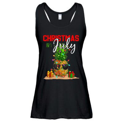 Christmas in July Santa Hat Summer Beach Vacation Xmas Ladies Essential Flowy Tank