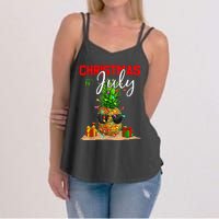 Christmas in July Santa Hat Summer Beach Vacation Xmas Women's Strappy Tank