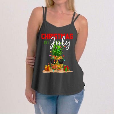 Christmas in July Santa Hat Summer Beach Vacation Xmas Women's Strappy Tank