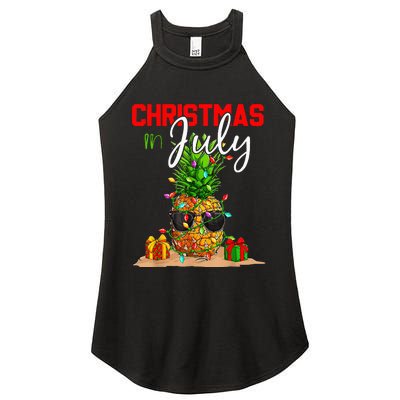 Christmas in July Santa Hat Summer Beach Vacation Xmas Women's Perfect Tri Rocker Tank