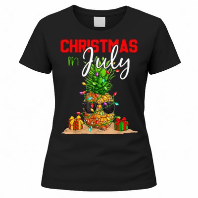 Christmas in July Santa Hat Summer Beach Vacation Xmas Women's T-Shirt