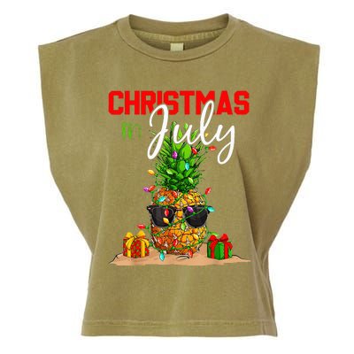 Christmas in July Santa Hat Summer Beach Vacation Xmas Garment-Dyed Women's Muscle Tee