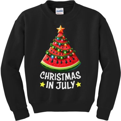 Christmas In July Watermelon Xmas Tree Kids Sweatshirt