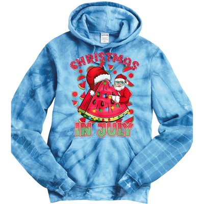 Christmas In July Watermelon Xmas Tree Summer Men Women Kids Tie Dye Hoodie