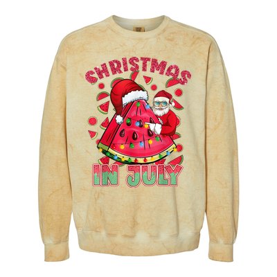 Christmas In July Watermelon Xmas Tree Summer Men Women Kids Colorblast Crewneck Sweatshirt