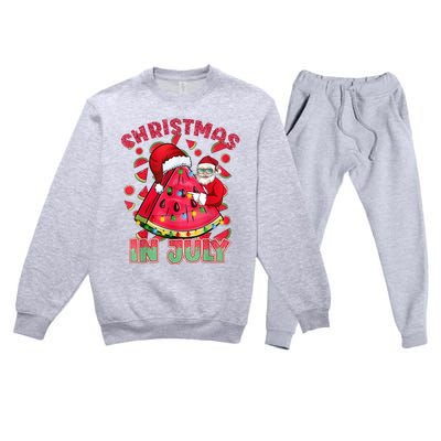 Christmas In July Watermelon Xmas Tree Summer Men Women Kids Premium Crewneck Sweatsuit Set