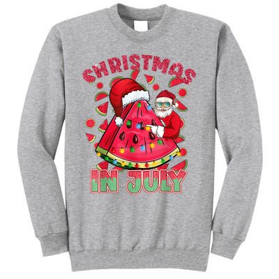 Christmas In July Watermelon Xmas Tree Summer Men Women Kids Tall Sweatshirt