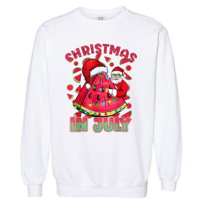 Christmas In July Watermelon Xmas Tree Summer Men Women Kids Garment-Dyed Sweatshirt