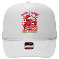 Christmas In July Watermelon Xmas Tree Summer Men Women Kids High Crown Mesh Back Trucker Hat