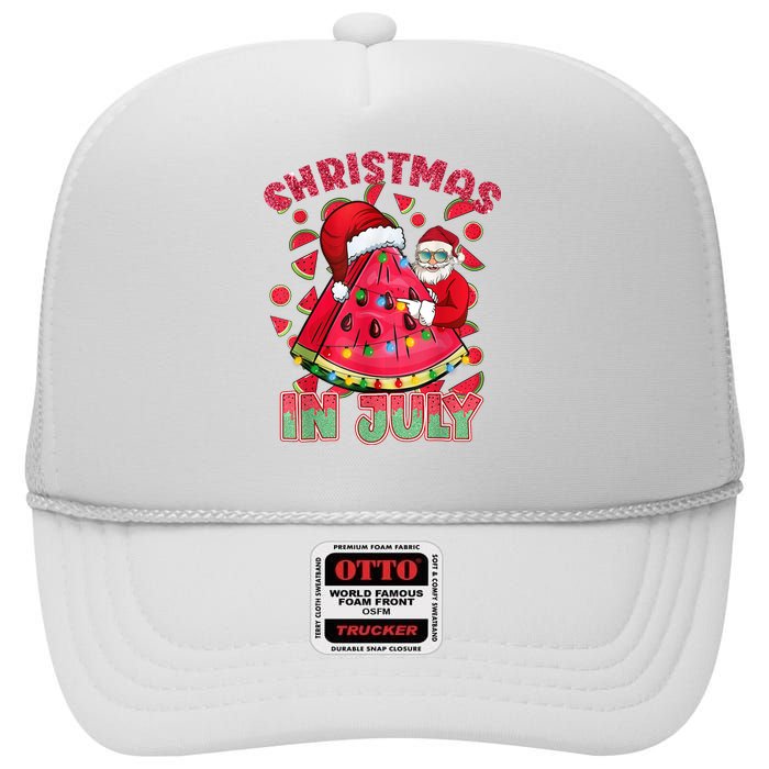 Christmas In July Watermelon Xmas Tree Summer Men Women Kids High Crown Mesh Back Trucker Hat