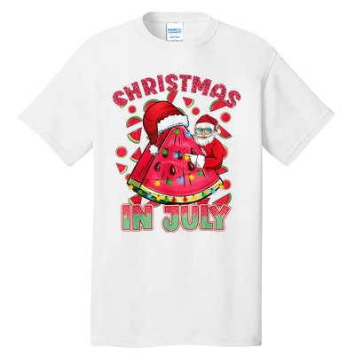 Christmas In July Watermelon Xmas Tree Summer Men Women Kids Tall T-Shirt